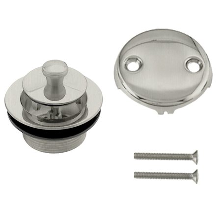 WESTBRASS Twist & Close Tub Trim Set W/ Two-Hole Overflow Faceplate in Satin Nickel D94-2-07